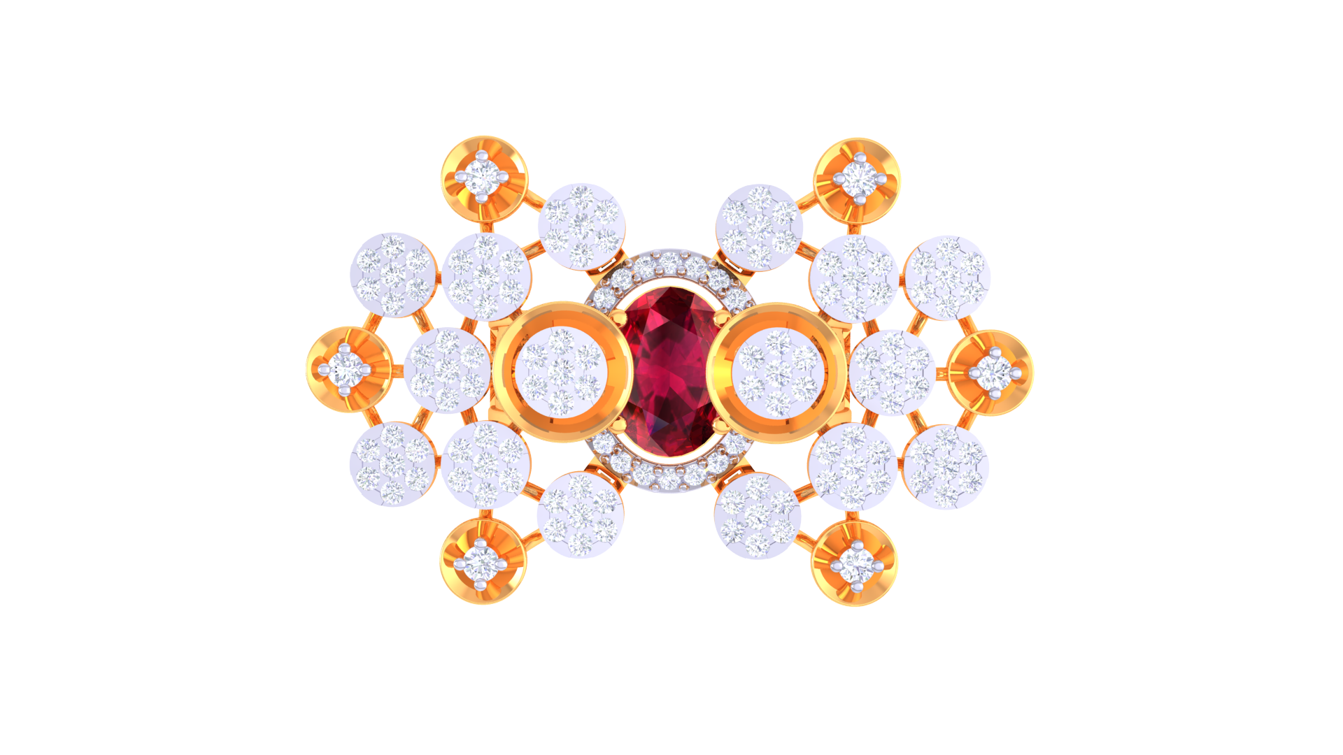 Golden Bloom Red Centrepiece Ring