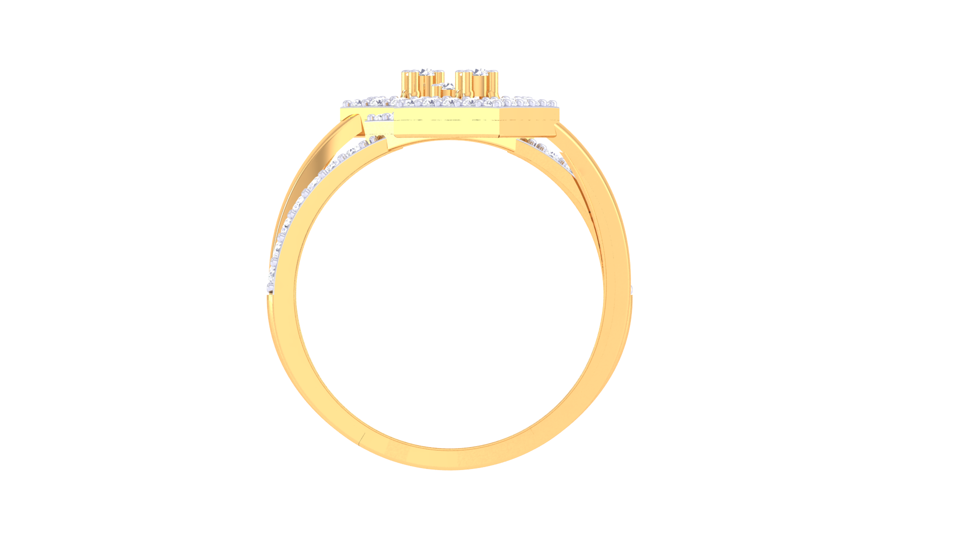 Triple Square Staggered Diamond Ring