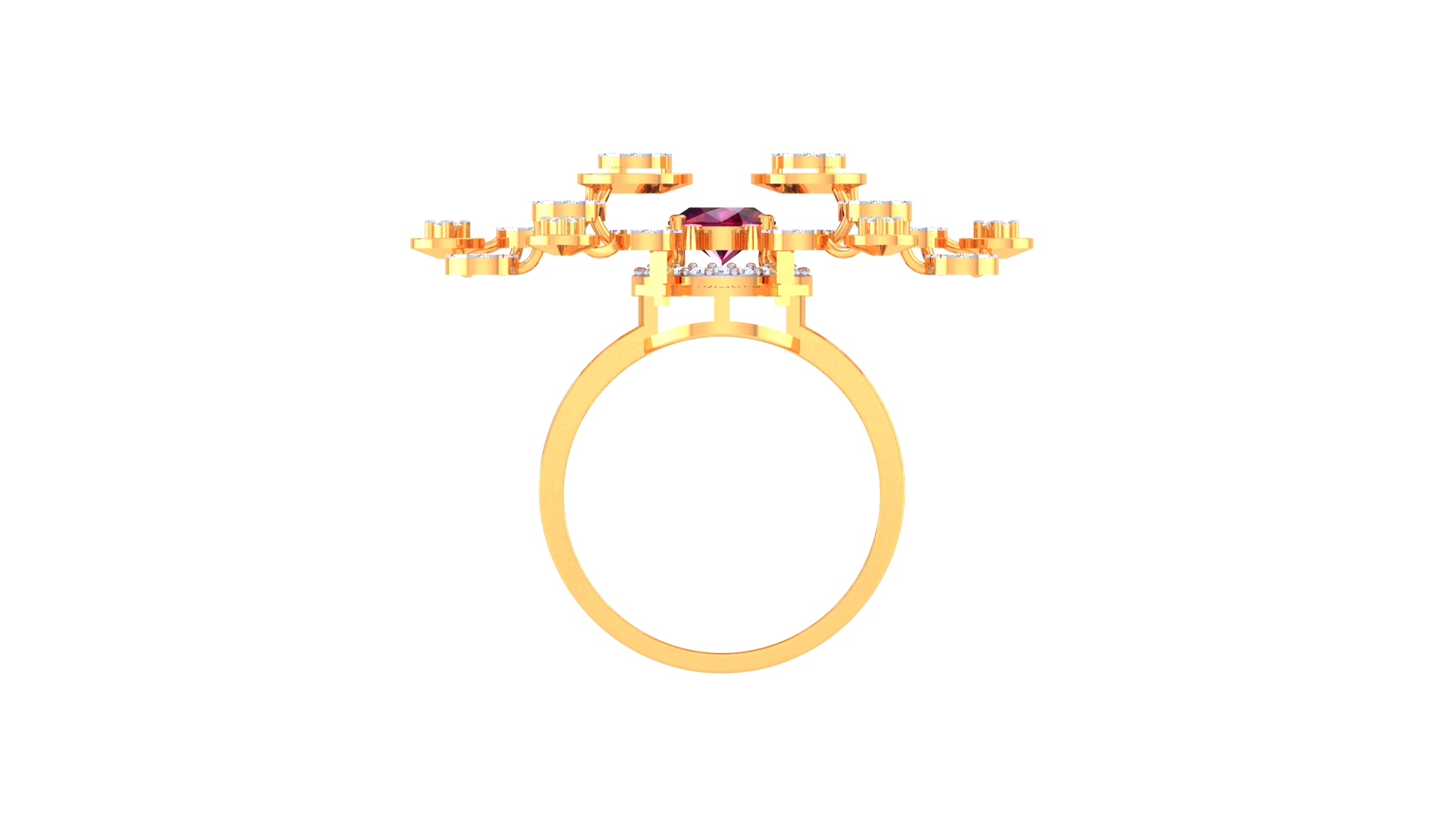 Golden Bloom Red Centrepiece Ring