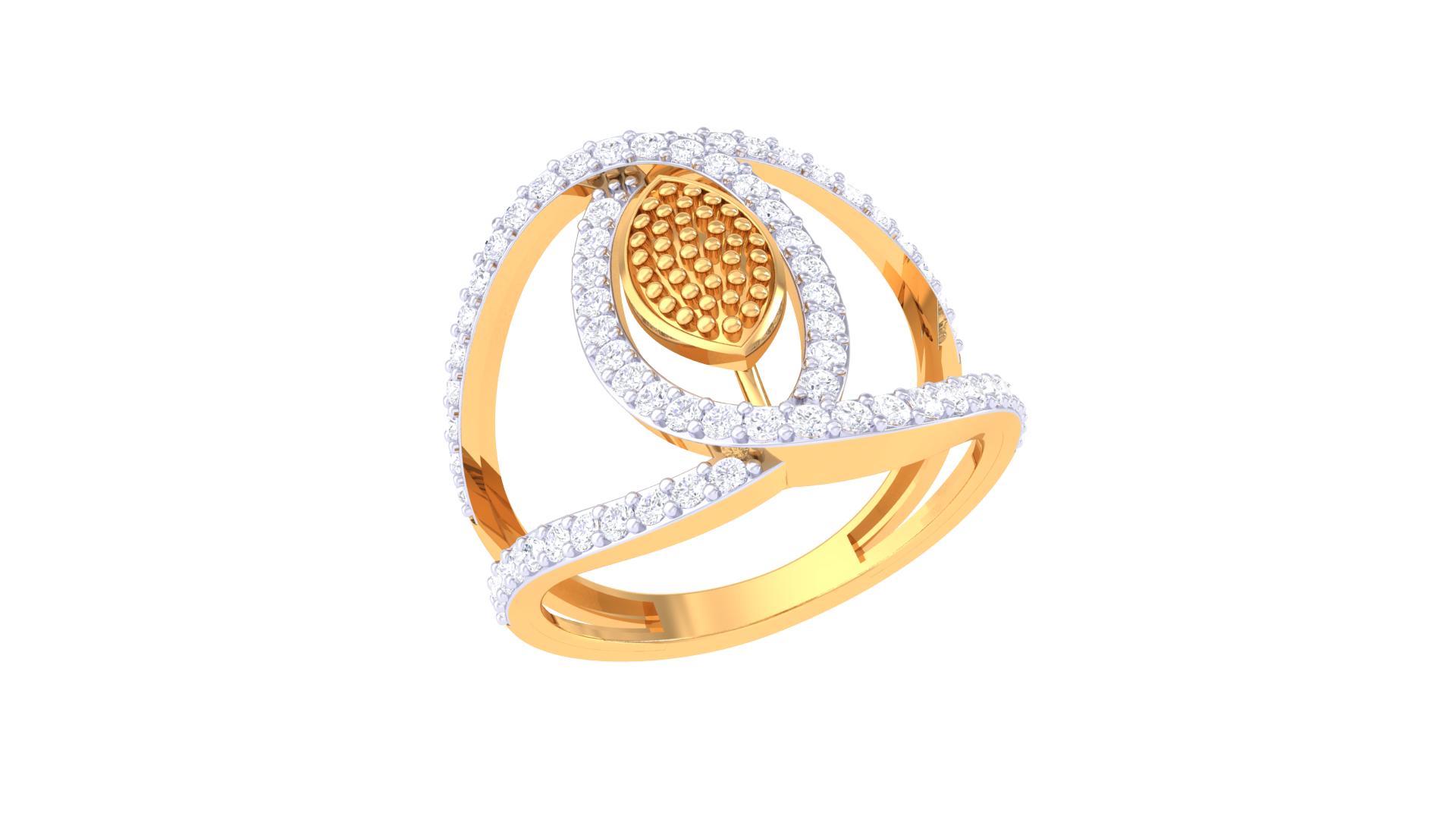 Curved Bloom Radiance Statement Ring