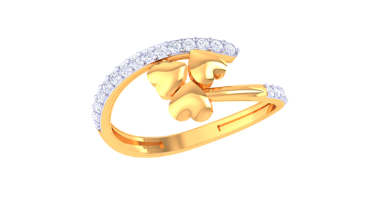 Triple Heart Embrace Diamond Ring