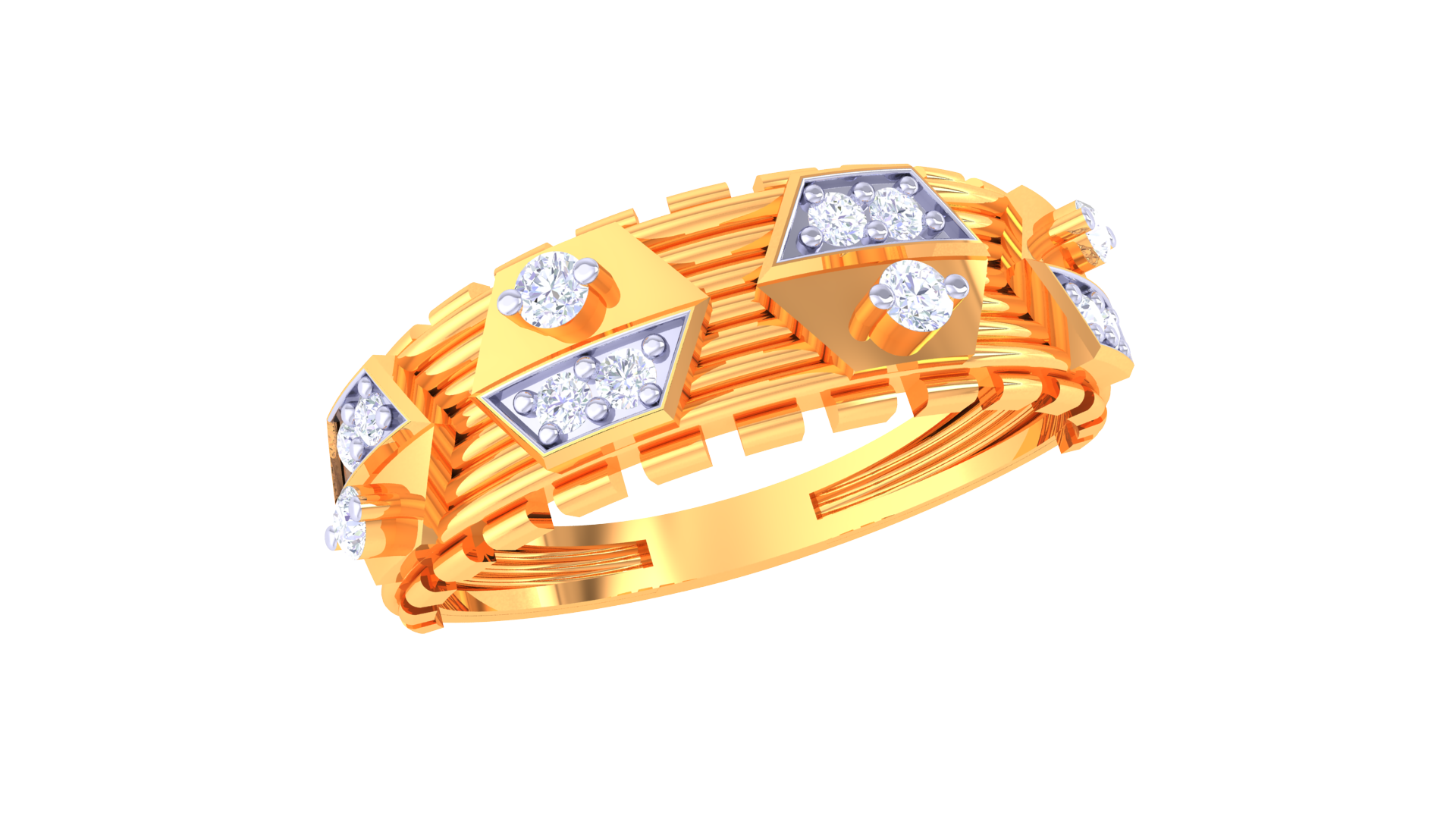 Interwoven Geometric Diamond Accent Band Ring