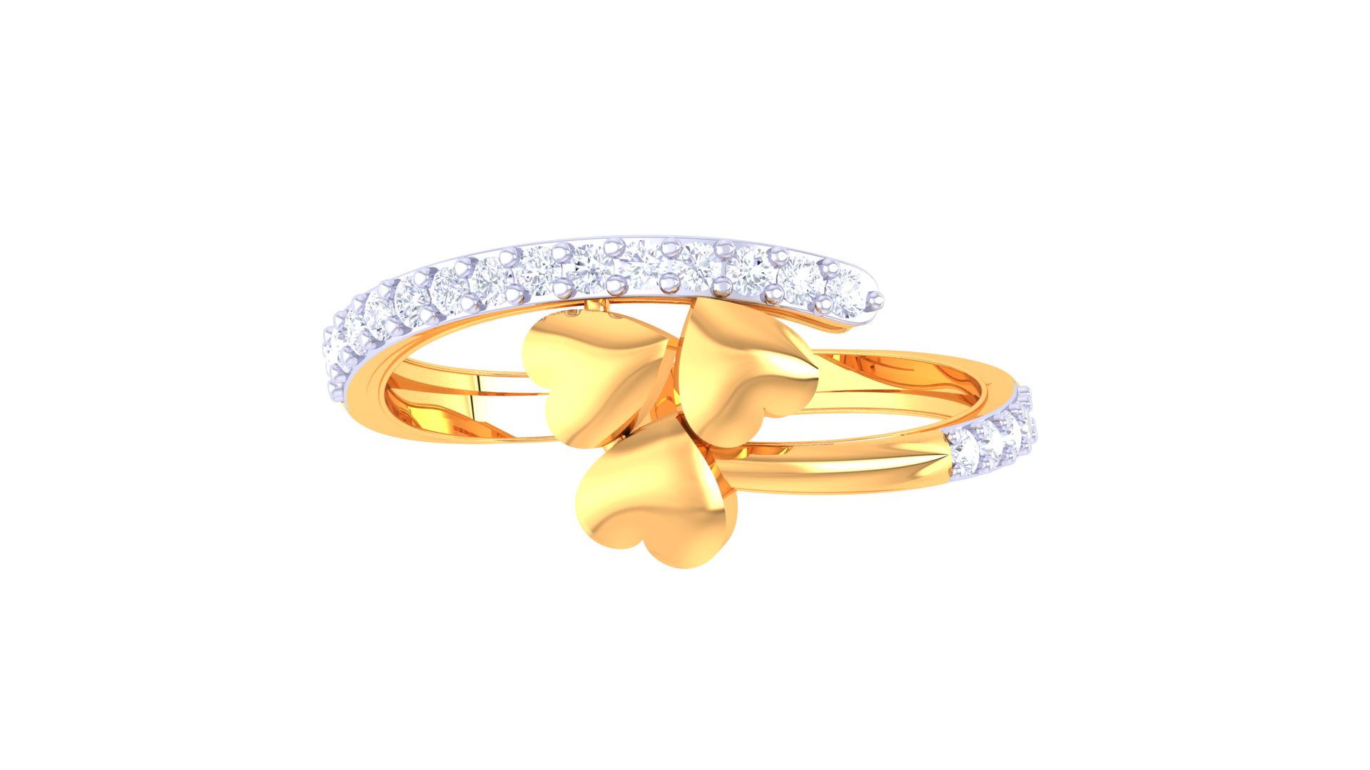 Triple Heart Embrace Diamond Ring