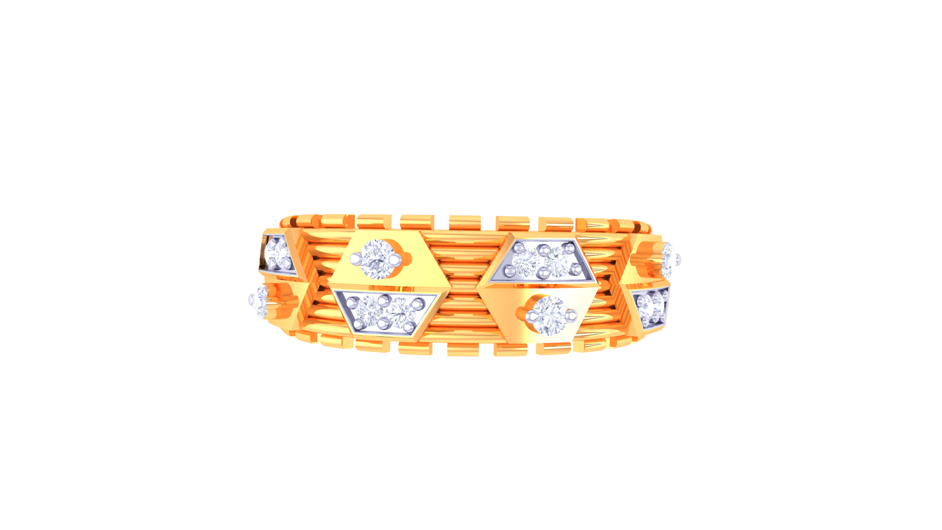 Interwoven Geometric Diamond Accent Band Ring