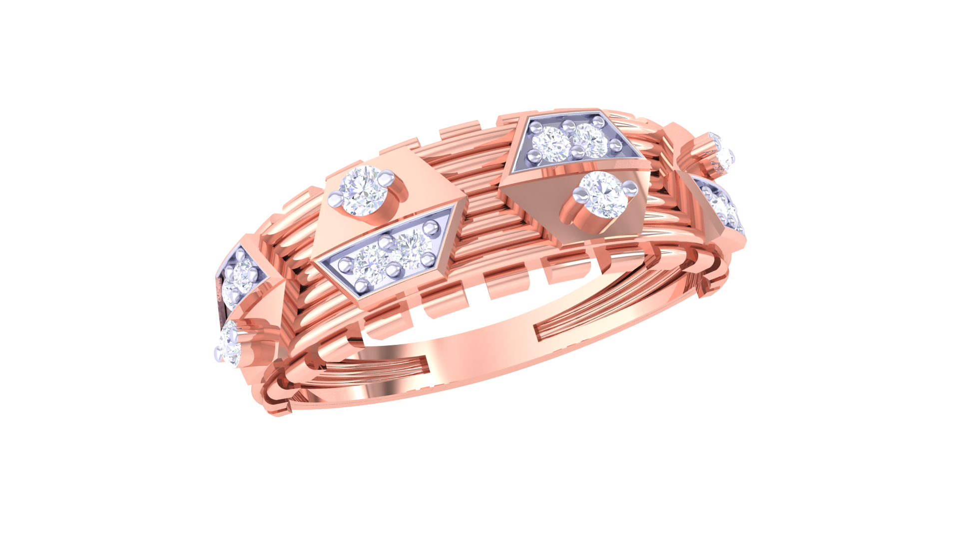 Interwoven Geometric Diamond Accent Band Ring