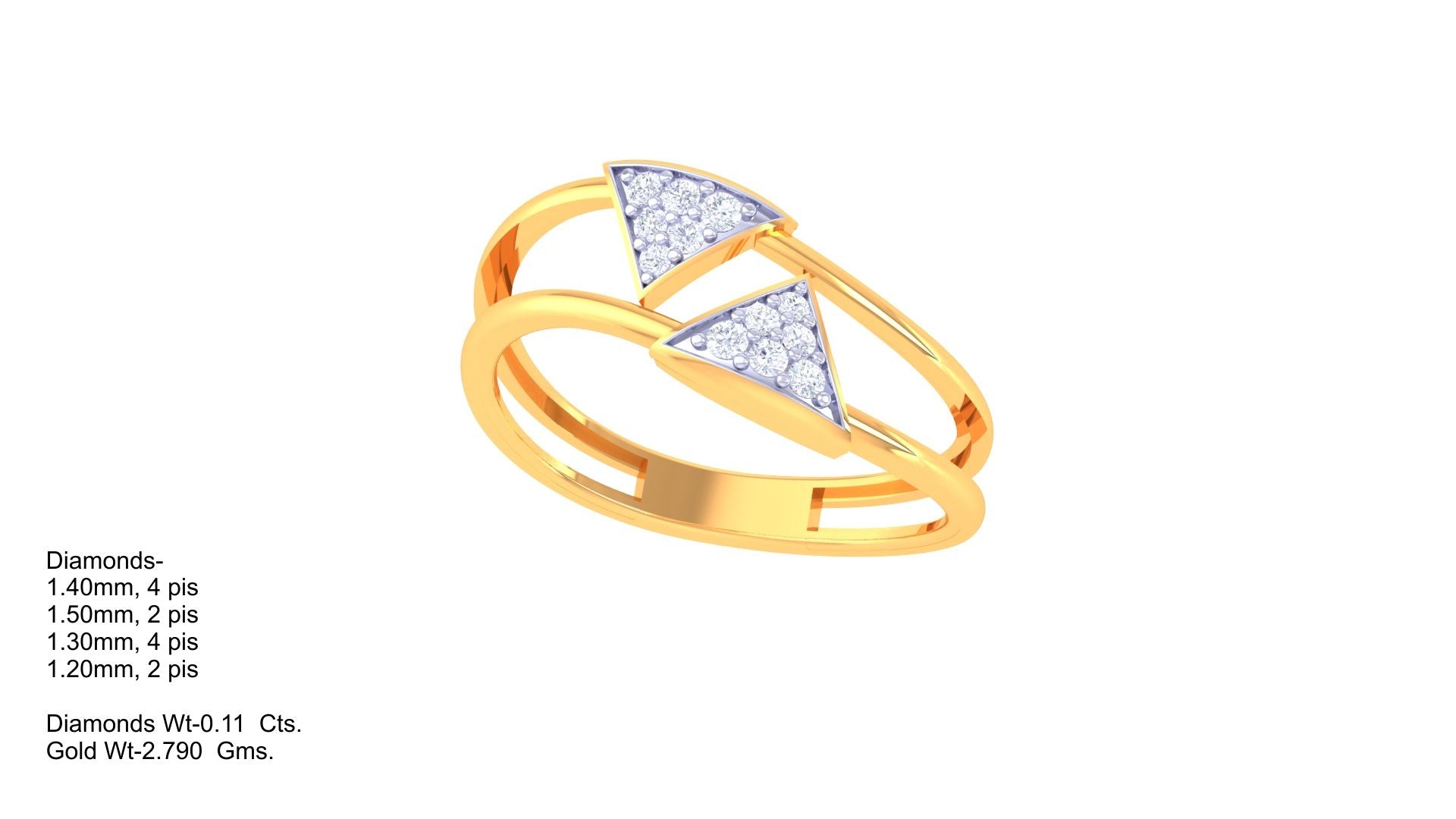 Dual Triangle Sparkle Open Ring
