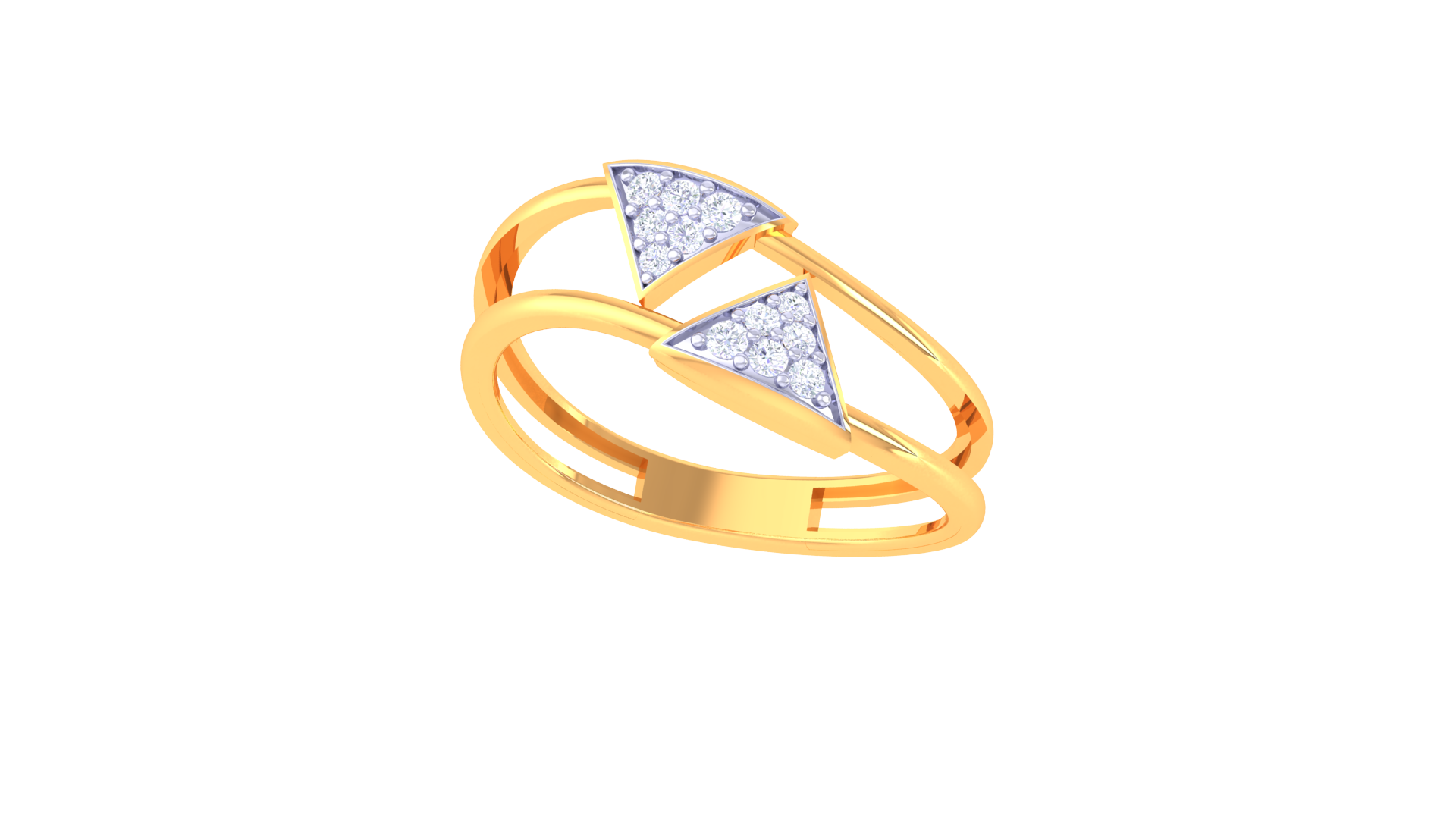 Dual Triangle Sparkle Open Ring
