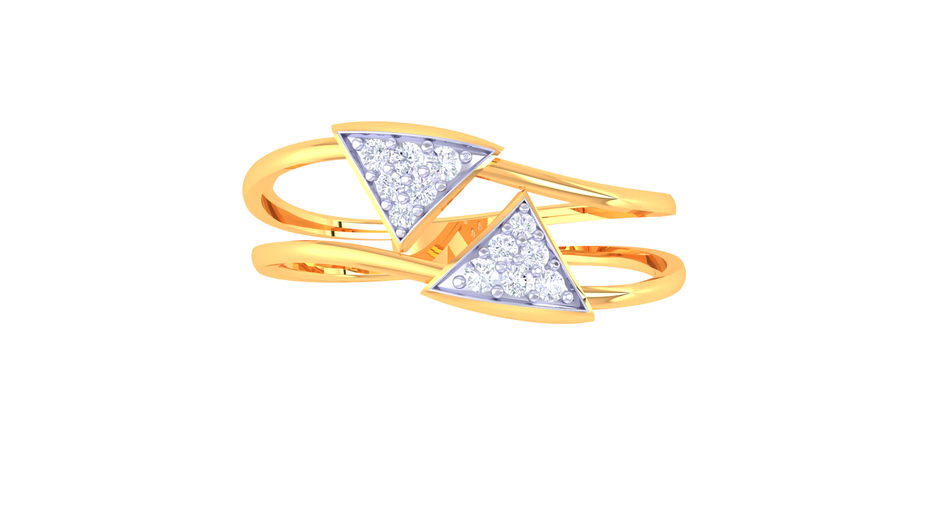 Dual Triangle Sparkle Open Ring