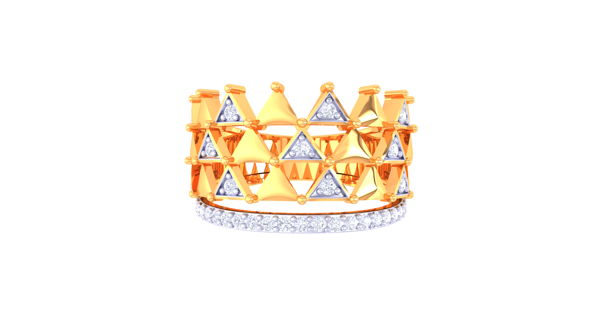 Crown Crest Diamond Accent Ring