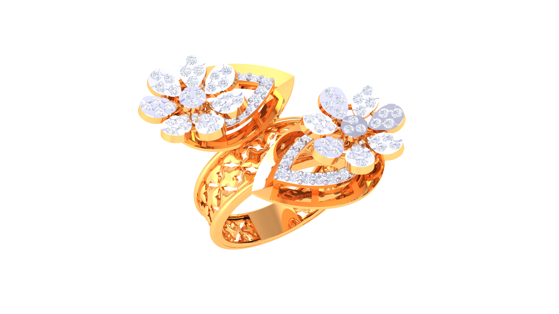 Elegant Twin Flower Accent Ring