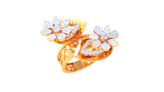 Elegant Twin Flower Accent Ring