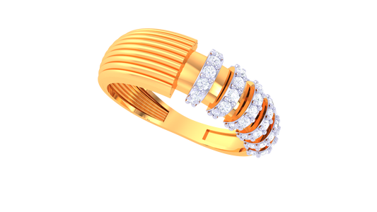 Layered Ribbed Diamond Accent Band Ring