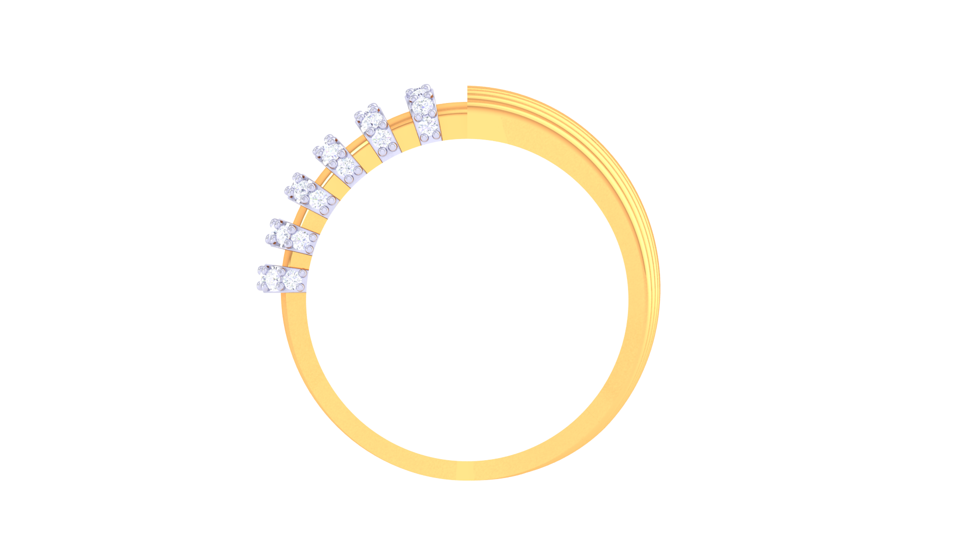 Layered Ribbed Diamond Accent Band Ring