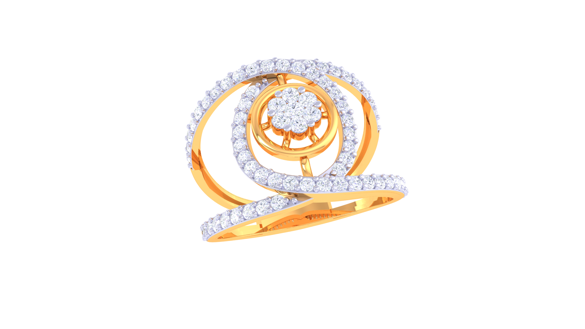 Spiral Radiance Diamond Cluster Ring