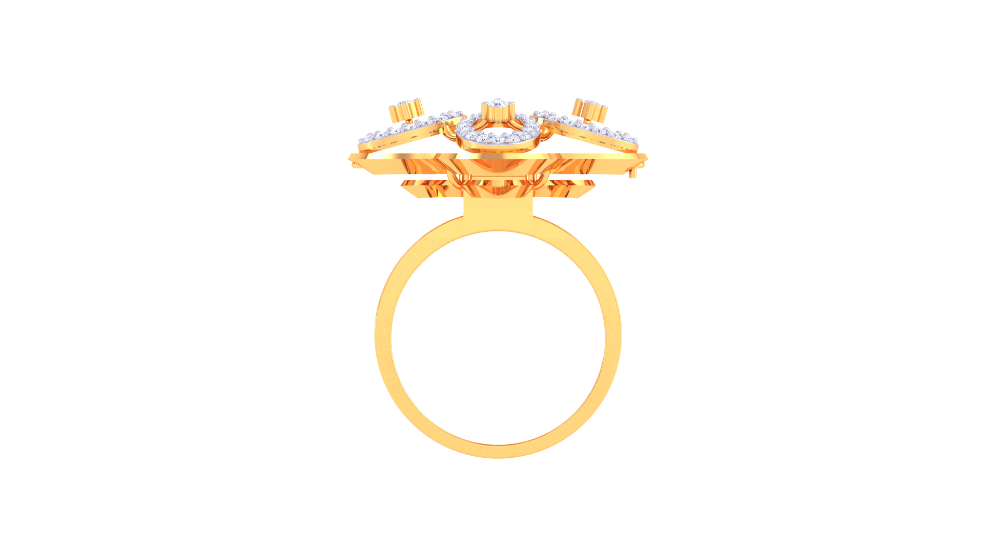 Golden Orbit Red Gem Cluster Ring