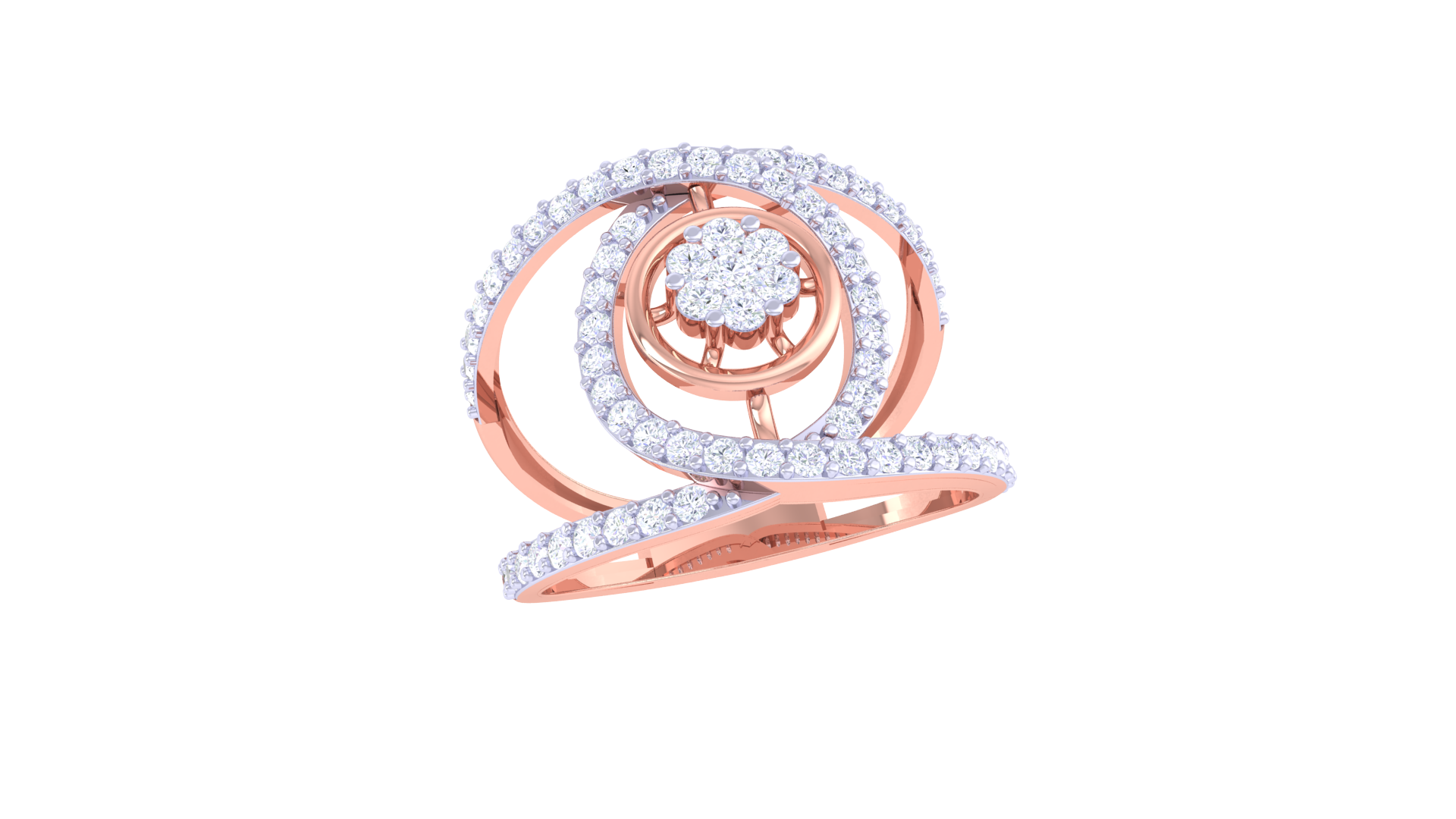 Spiral Radiance Diamond Cluster Ring