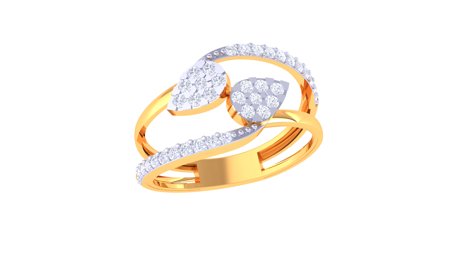 Leaf Embrace Dual Sparkle Ring