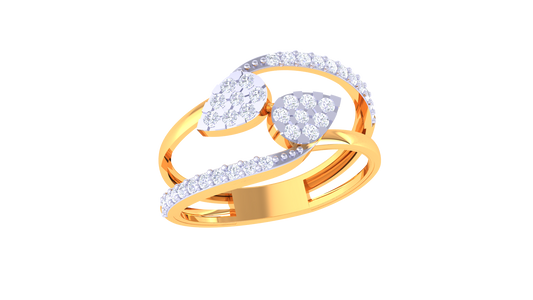 Leaf Embrace Dual Sparkle Ring