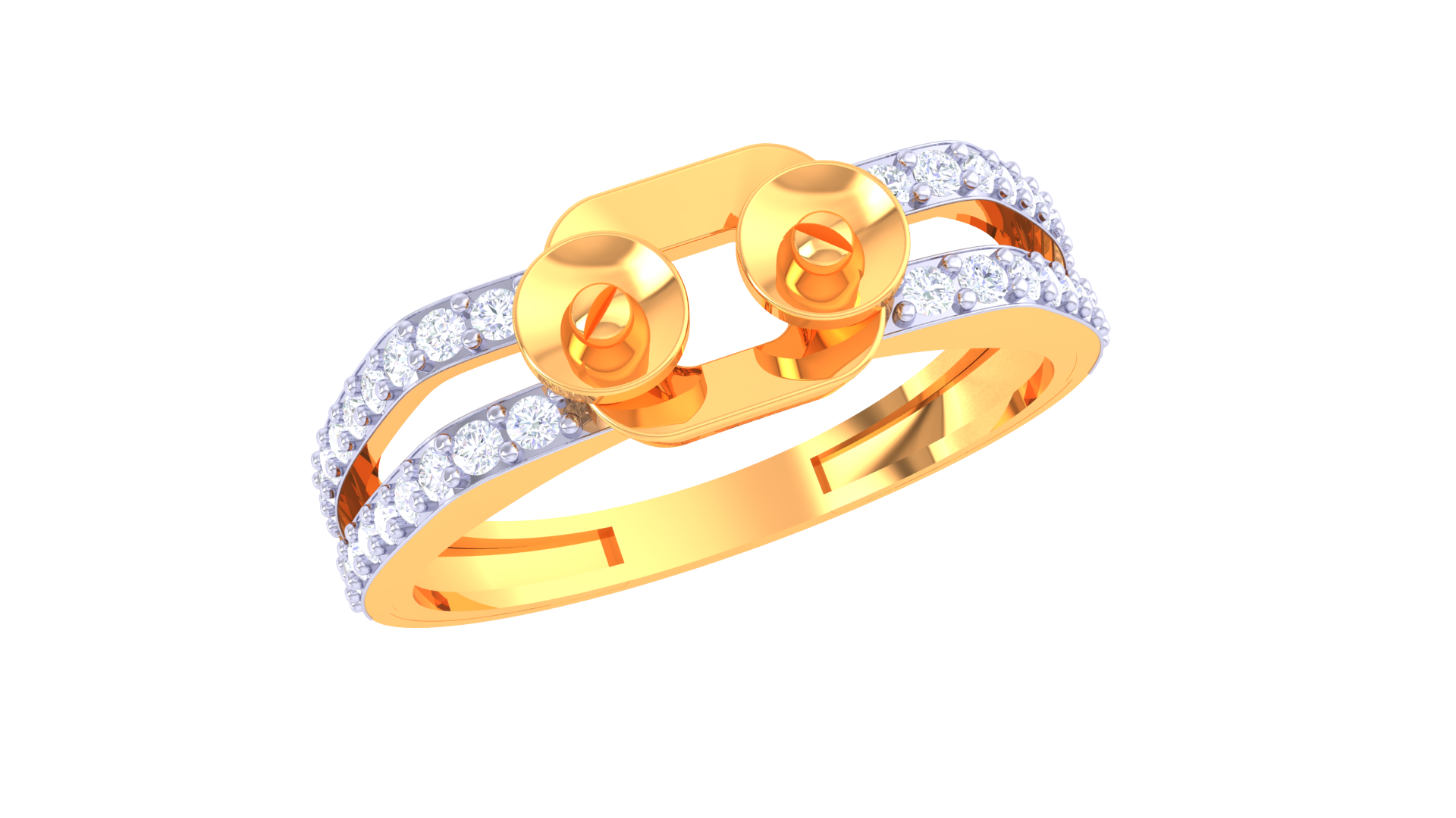 Modern Dual-Circle Diamond Accent Band Ring