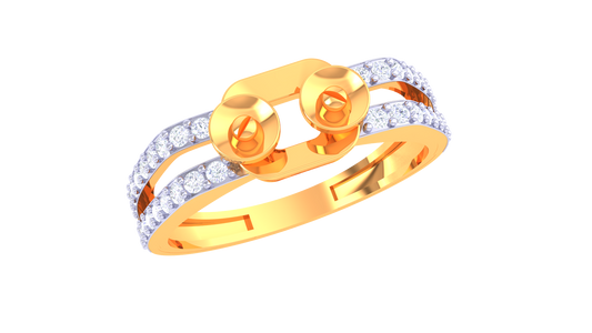 Modern Dual-Circle Diamond Accent Band Ring