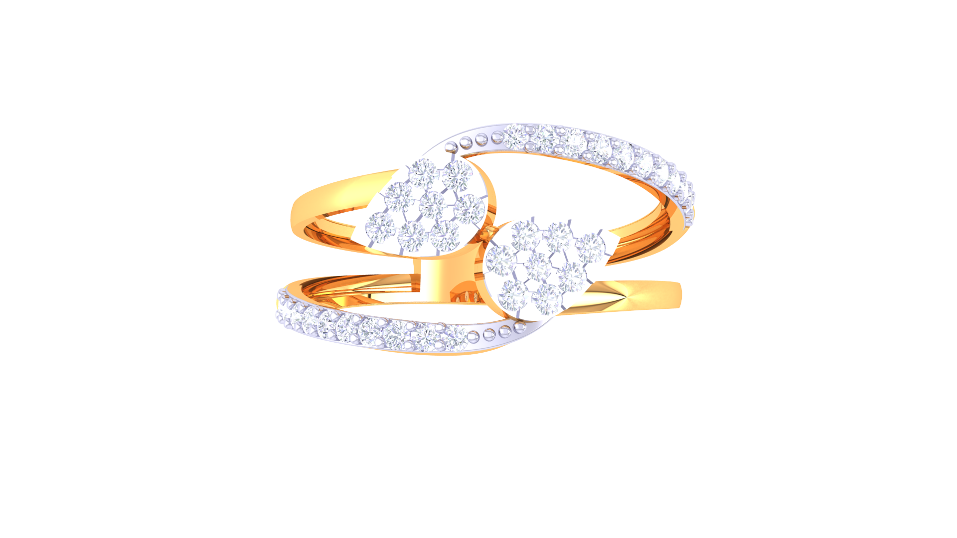 Leaf Embrace Dual Sparkle Ring