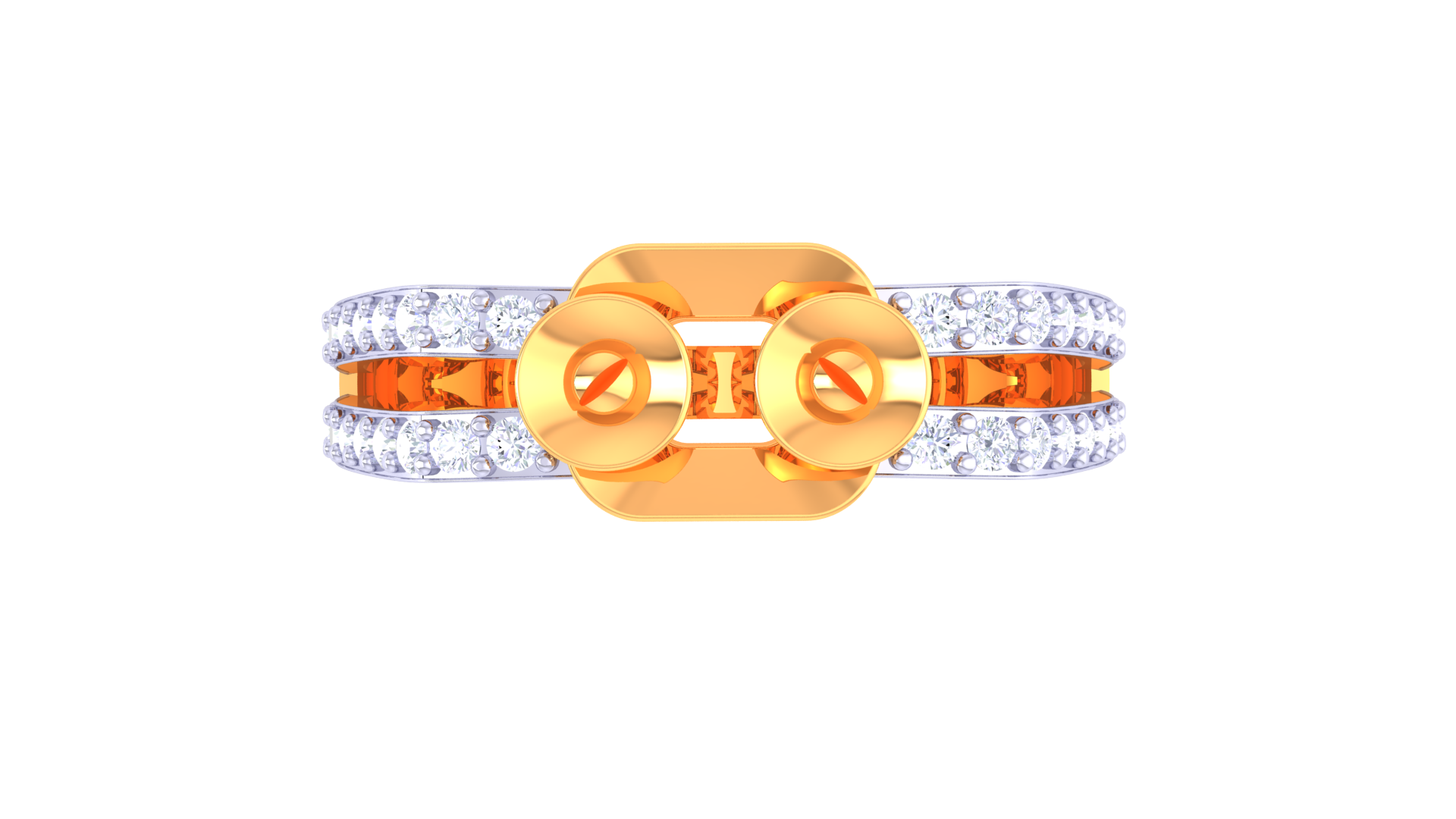 Modern Dual-Circle Diamond Accent Band Ring