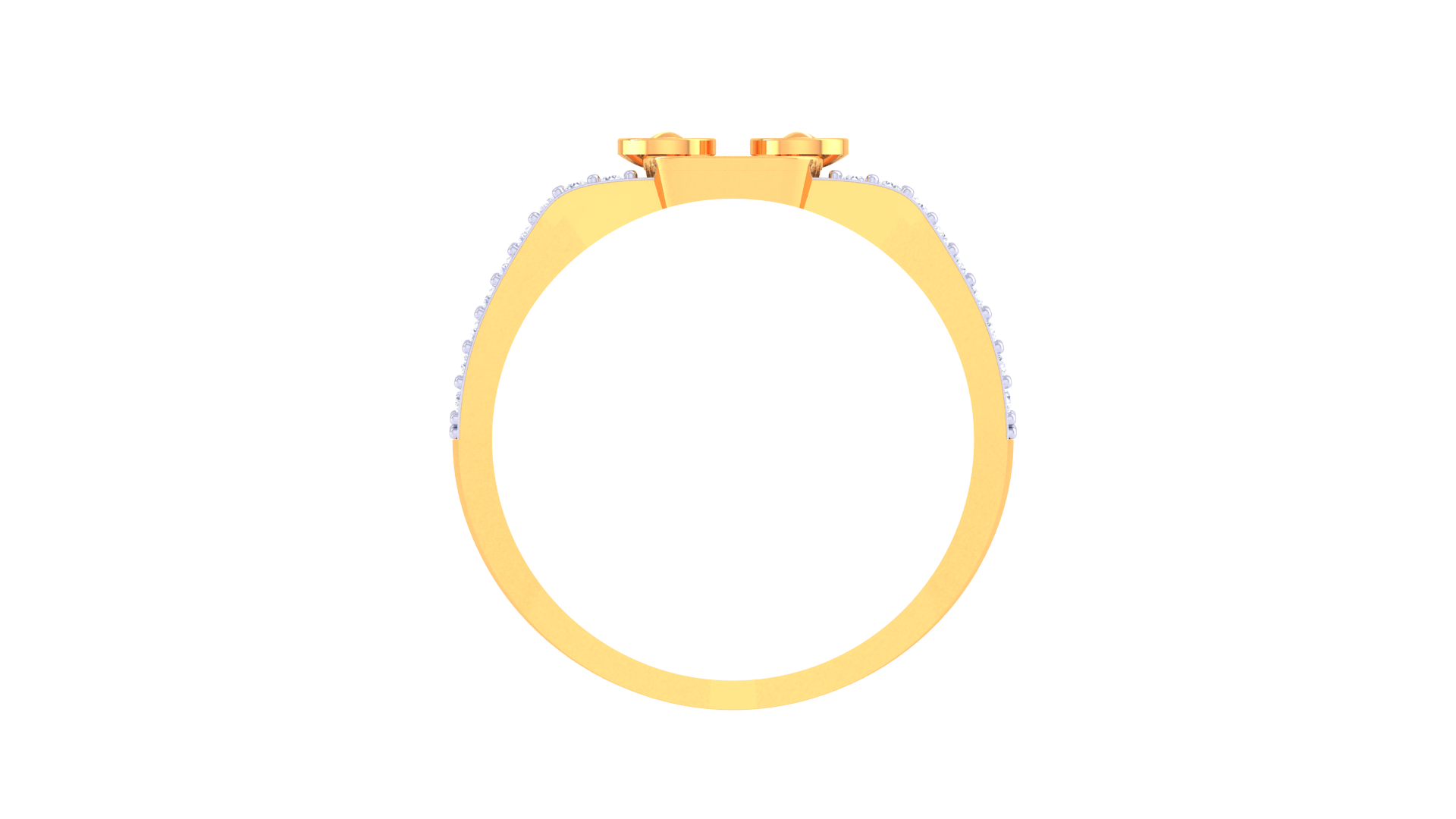Modern Dual-Circle Diamond Accent Band Ring