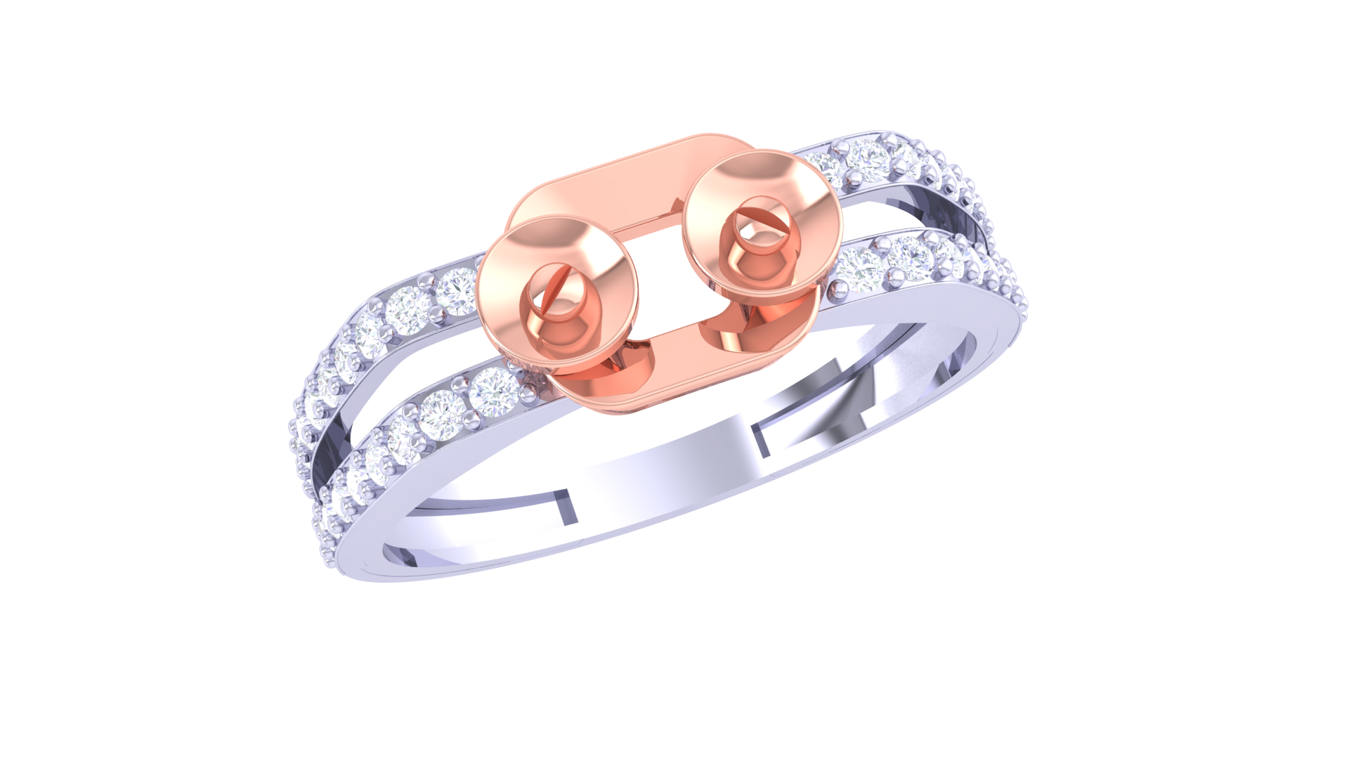 Modern Dual-Circle Diamond Accent Band Ring