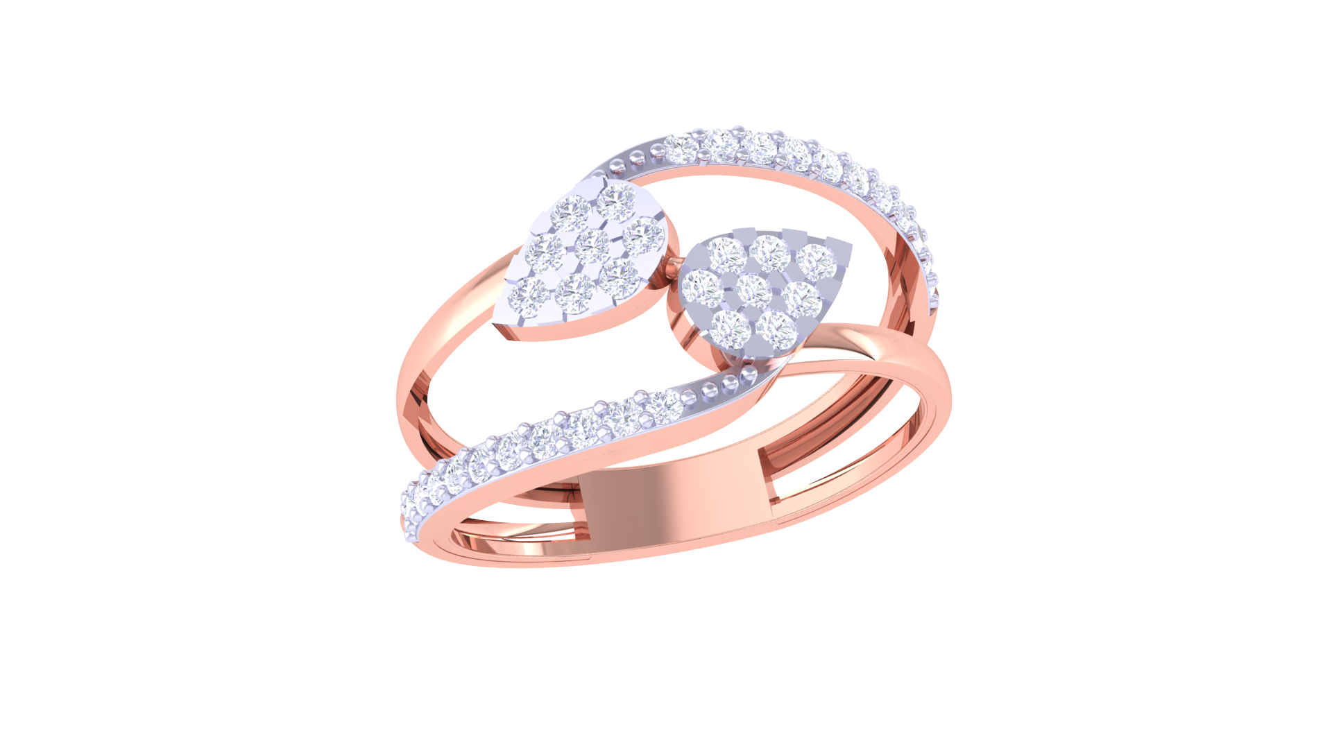 Leaf Embrace Dual Sparkle Ring