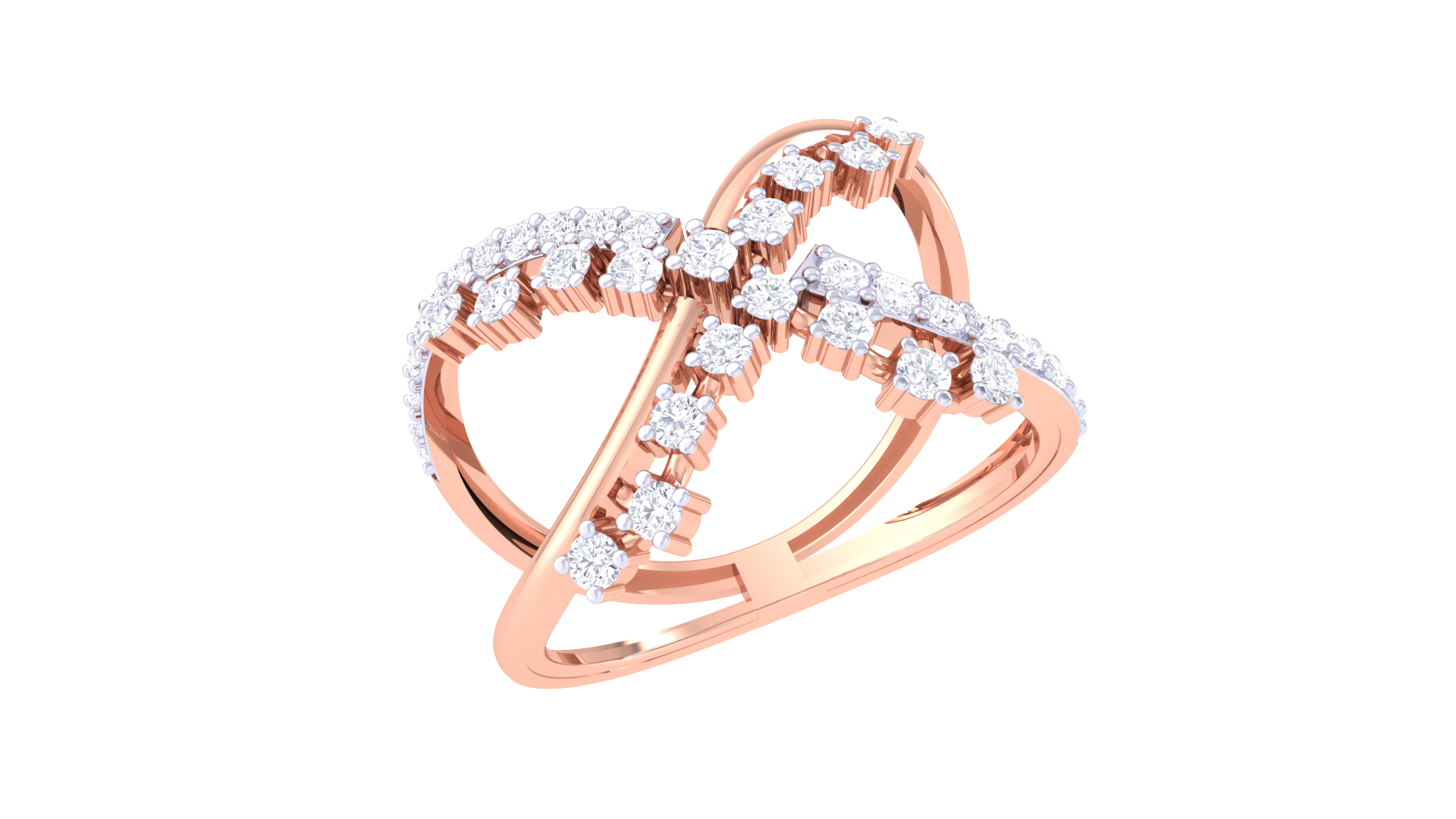 Intertwined Gold Diamond X Ring