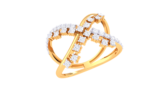 Intertwined Gold Diamond X Ring