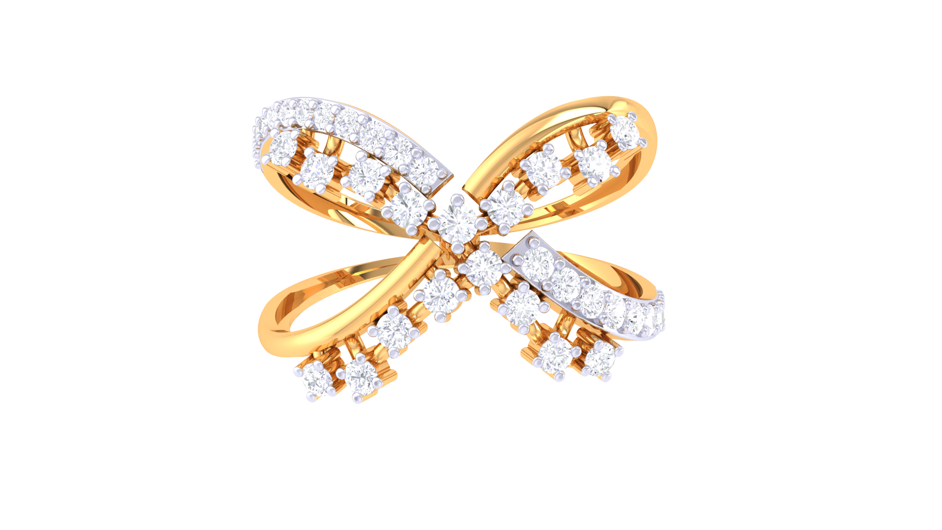 Intertwined Gold Diamond X Ring