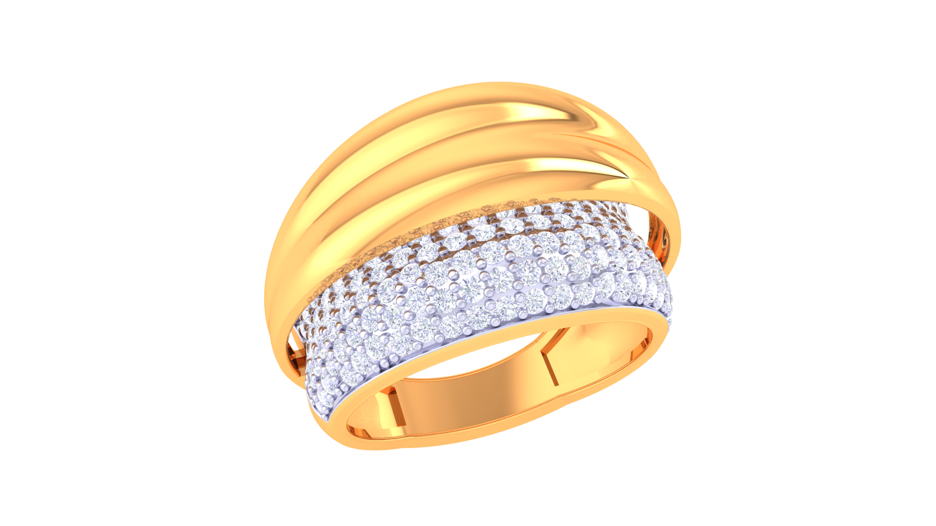 Wave Crest Diamond Accent Band Ring