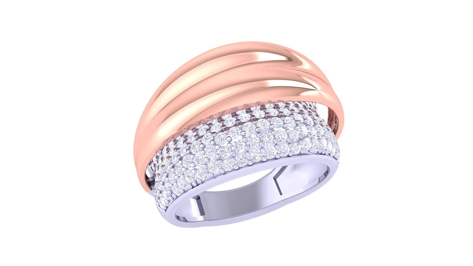 Wave Crest Diamond Accent Band Ring
