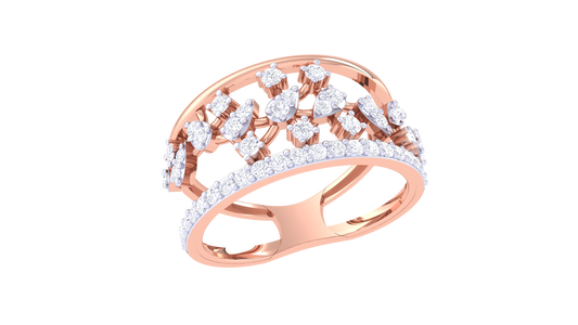 Elegant Blossom Pave Statement Ring