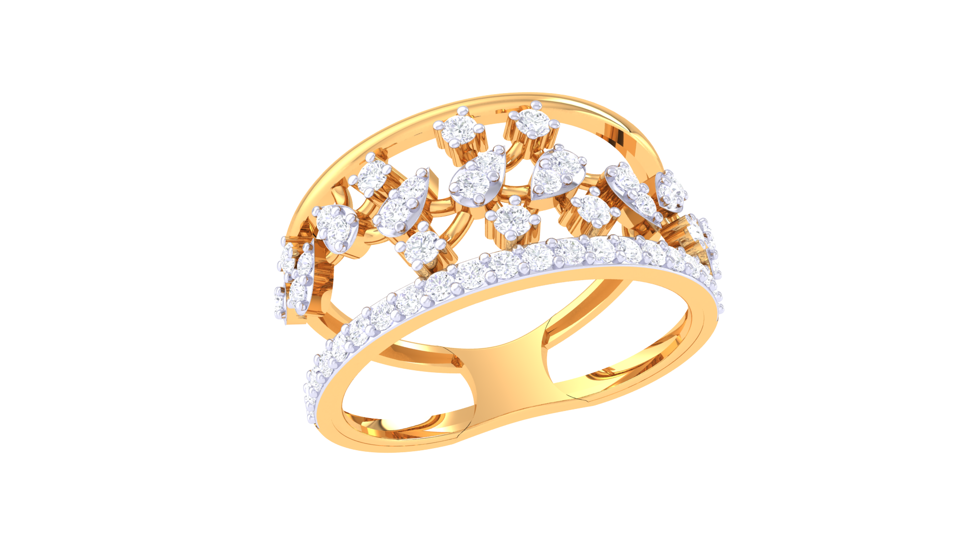 Elegant Blossom Pave Statement Ring