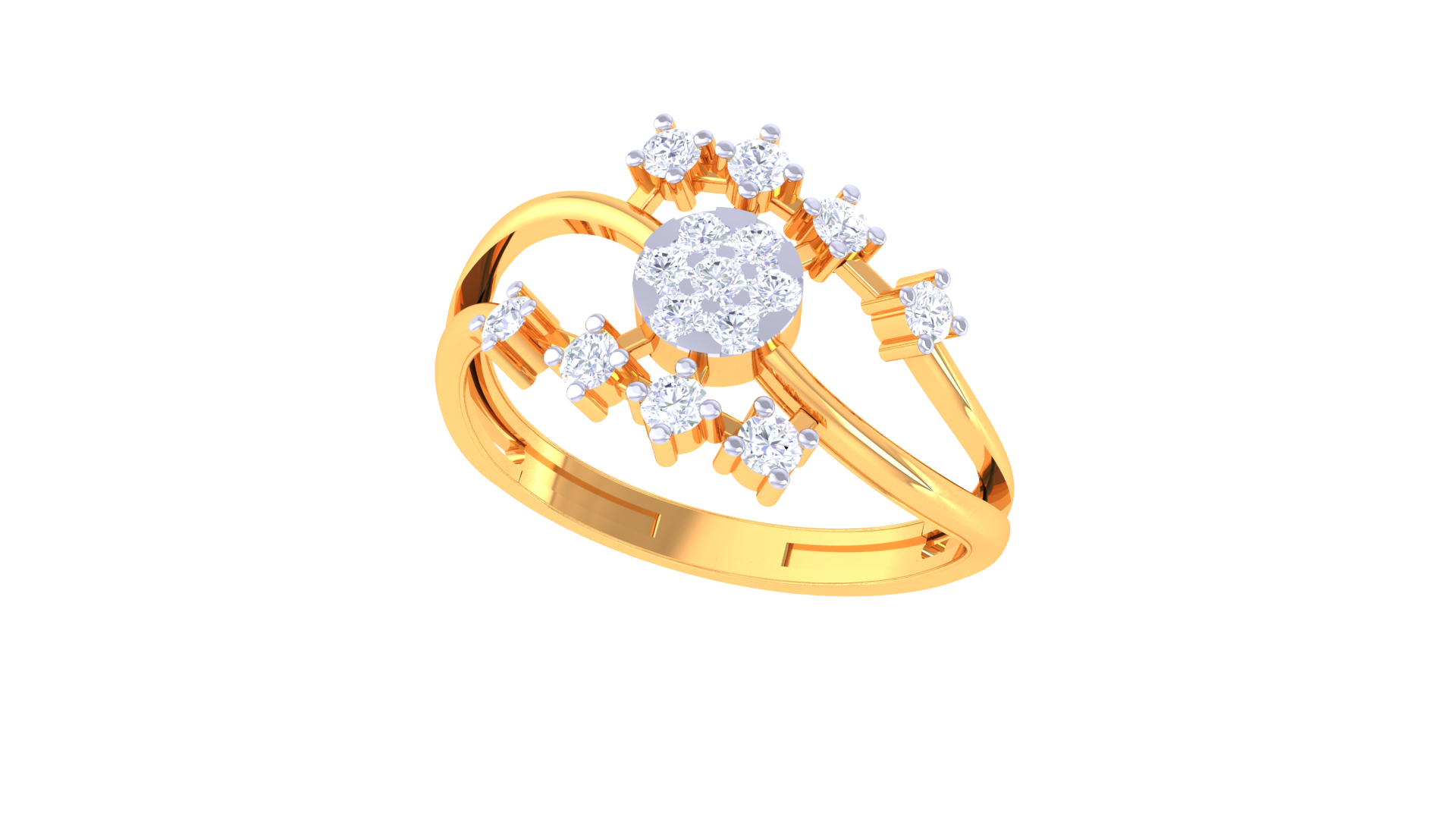 Starlit Blossom Centerpiece Band Ring