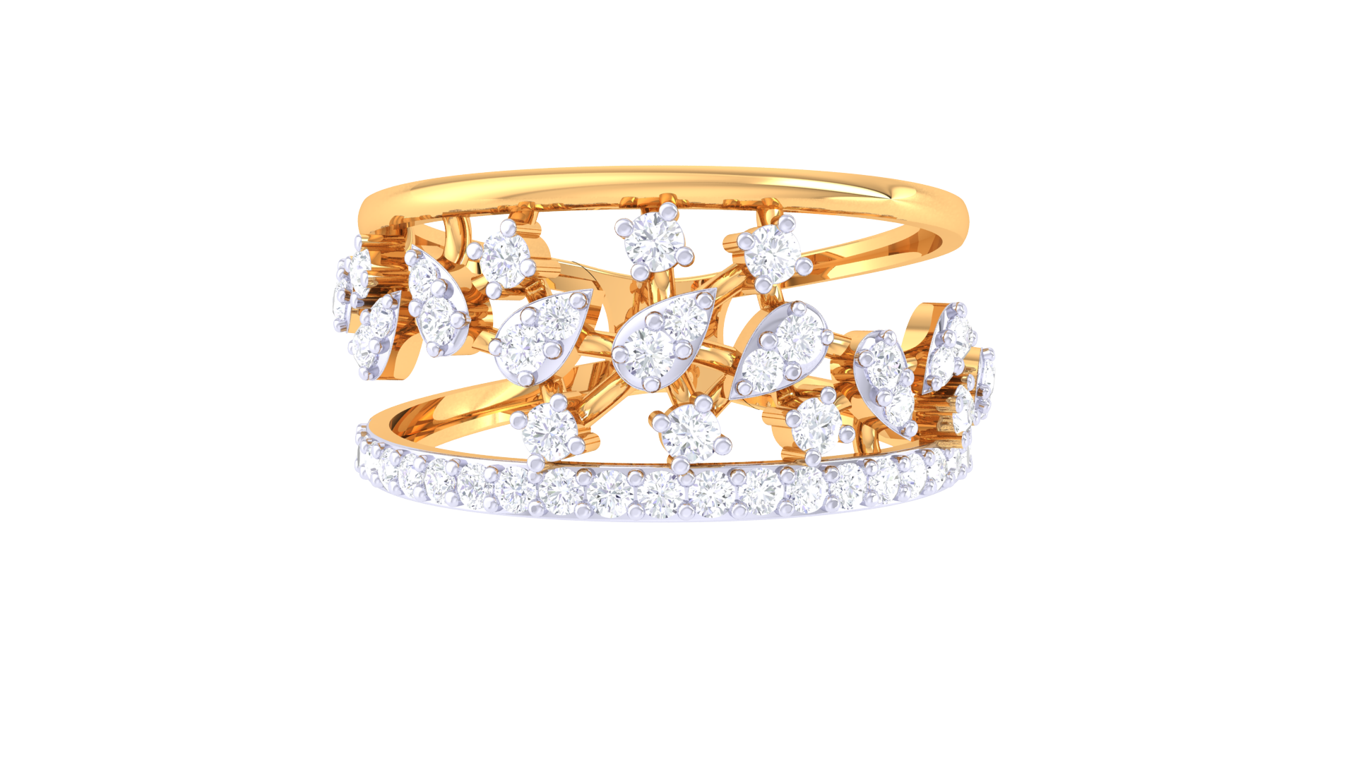 Elegant Blossom Pave Statement Ring