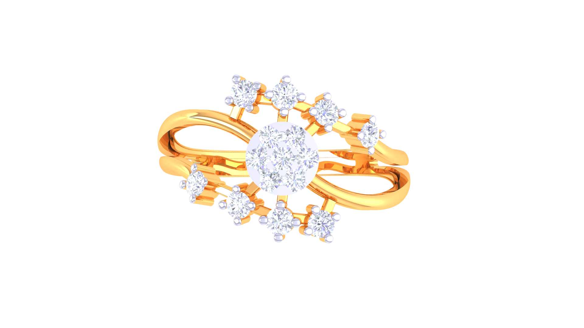 Starlit Blossom Centerpiece Band Ring