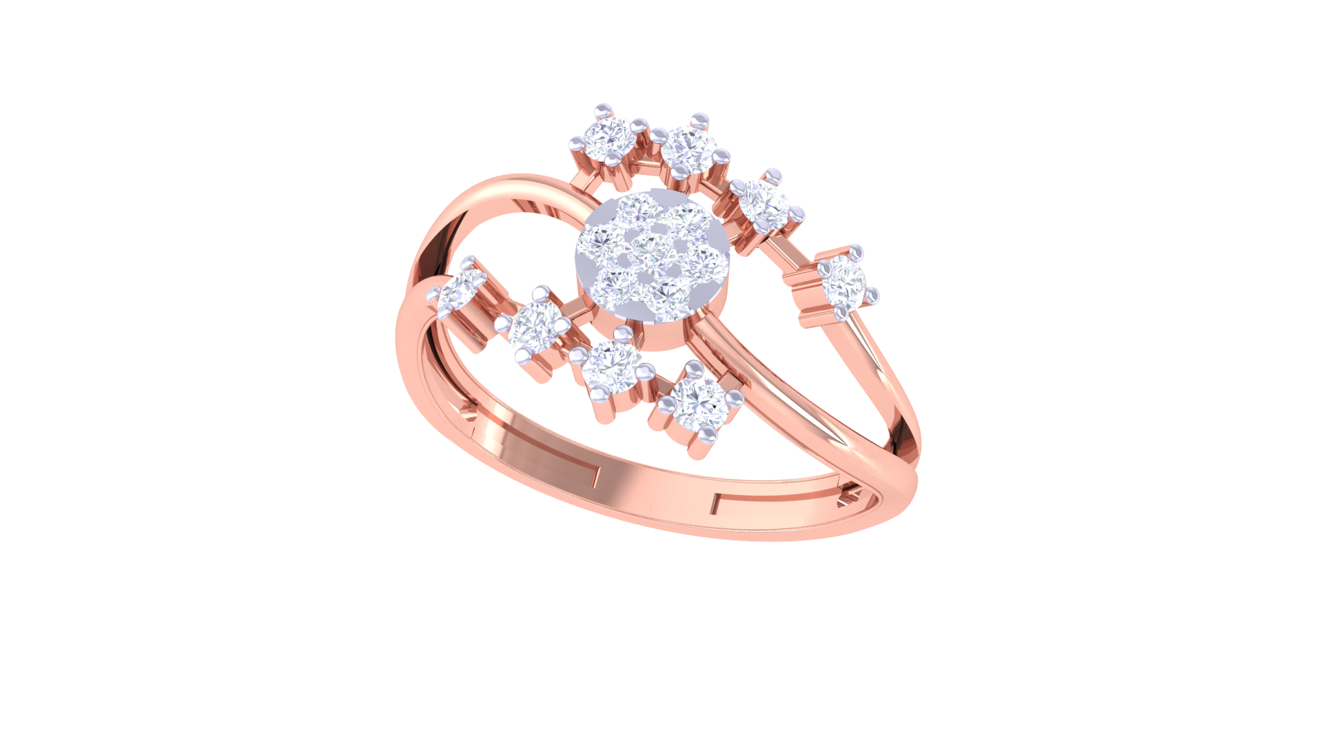 Starlit Blossom Centerpiece Band Ring