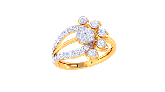 Floral Cluster Curved Diamond Ring