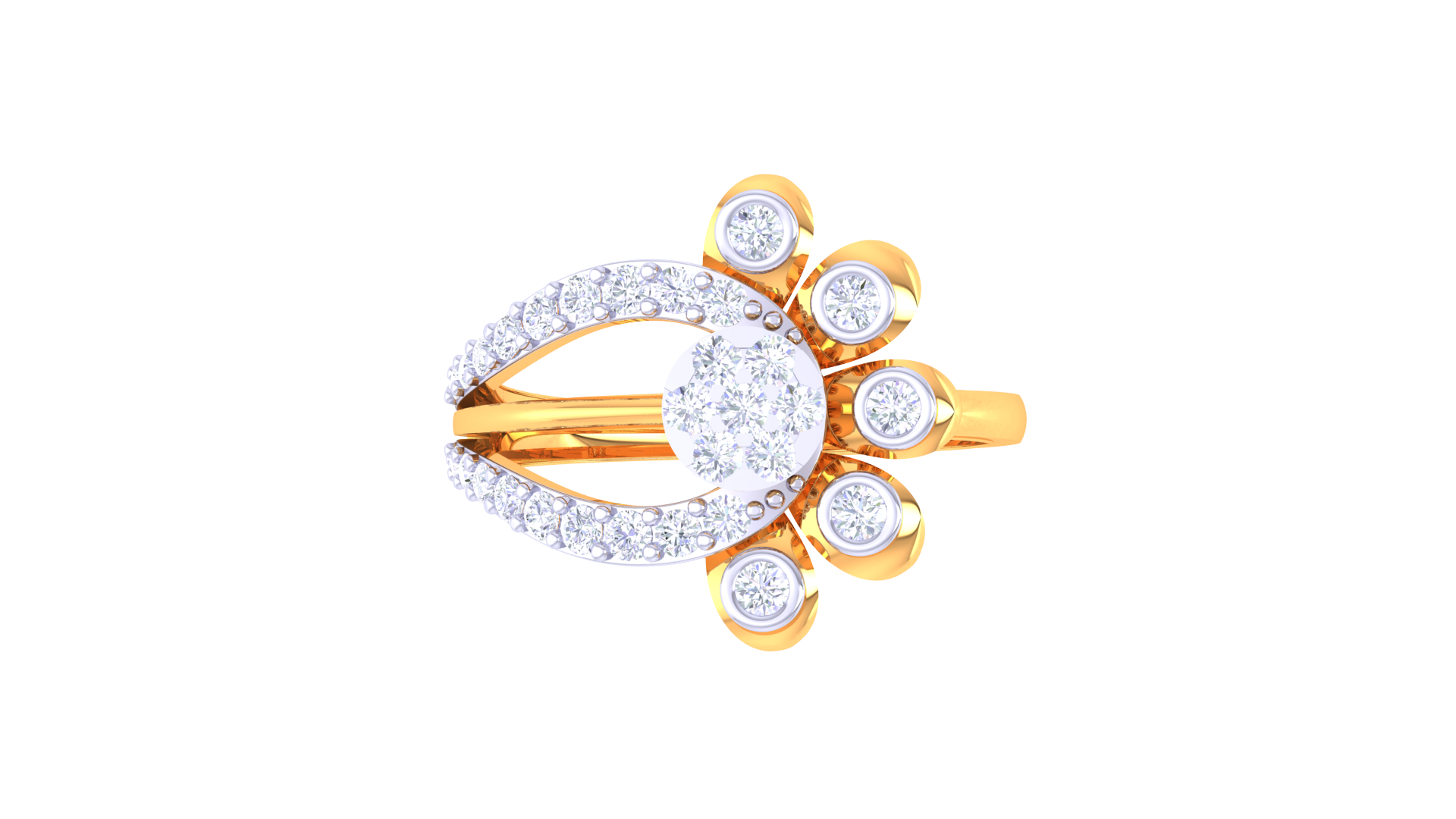 Floral Cluster Curved Diamond Ring