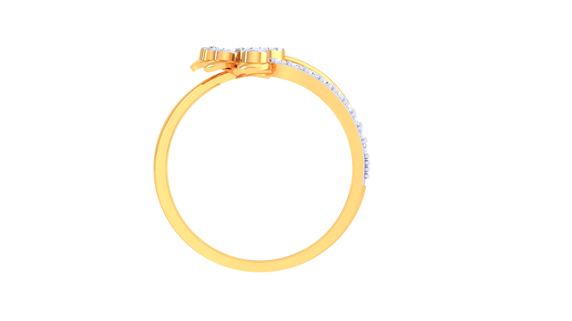 Floral Cluster Curved Diamond Ring