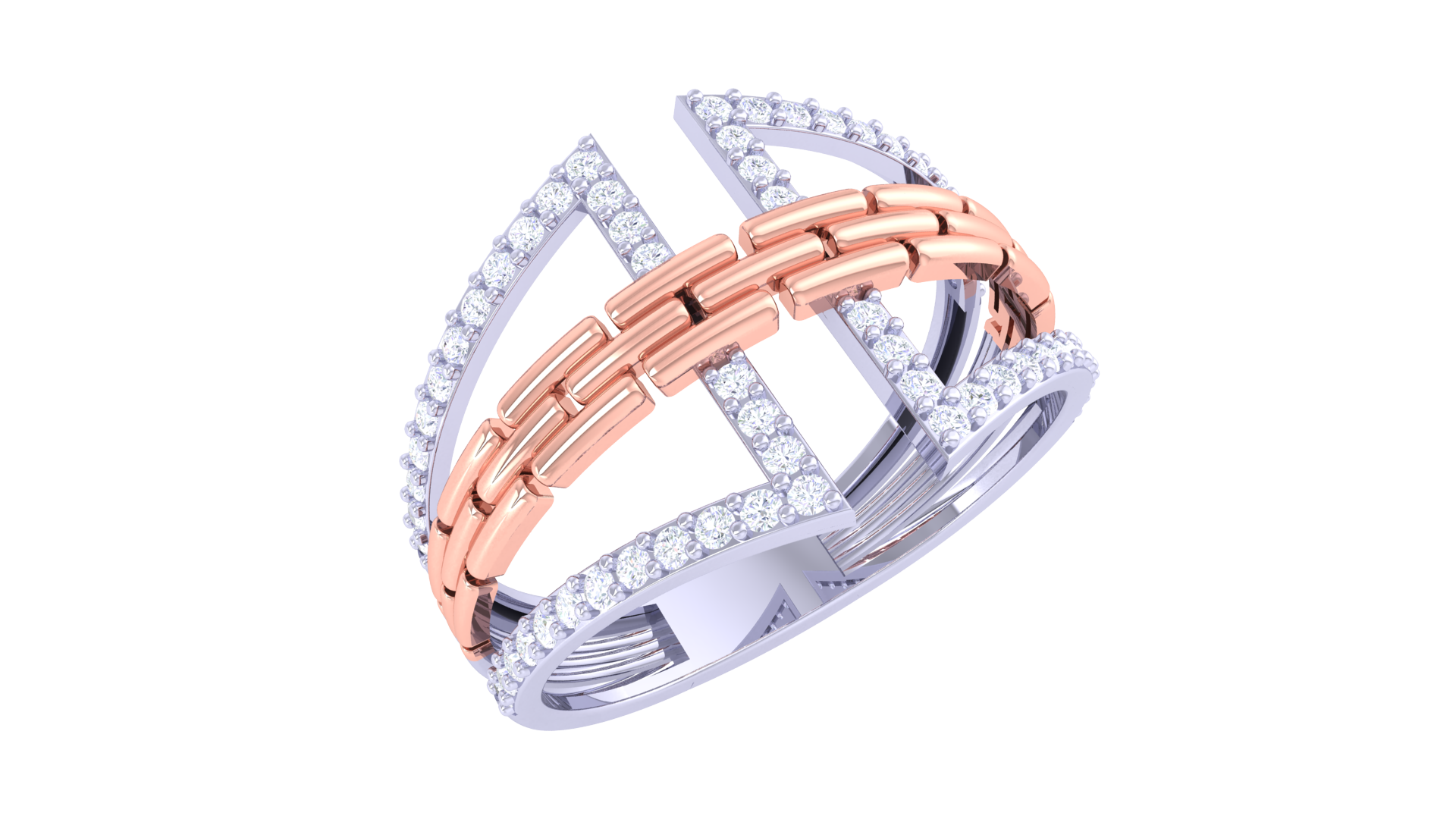 Geometric Link Diamond Statement Ring