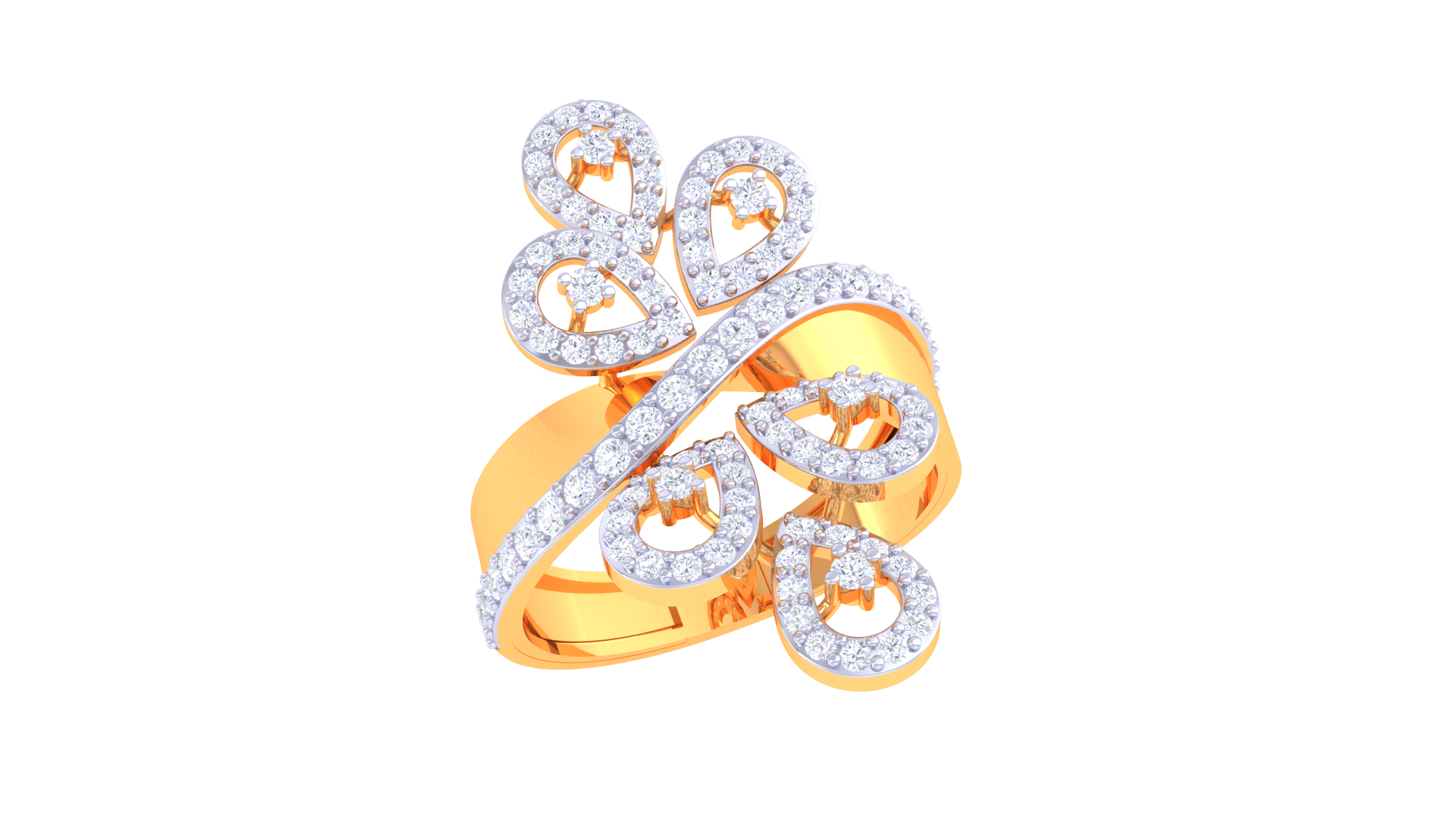 Floral Swirl Sparkle Designer Ring