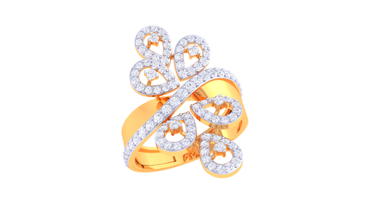 Floral Swirl Sparkle Designer Ring