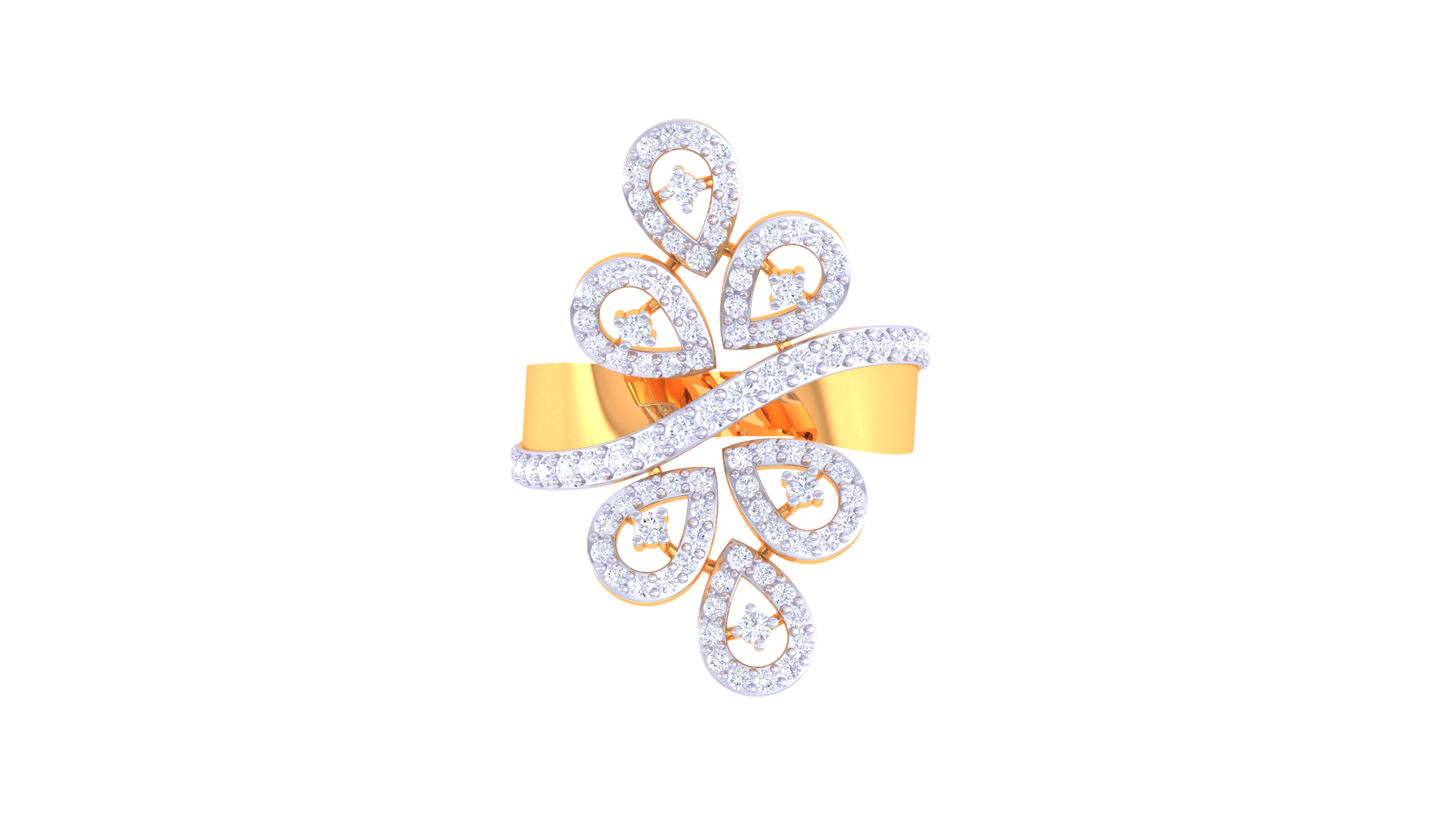 Floral Swirl Sparkle Designer Ring