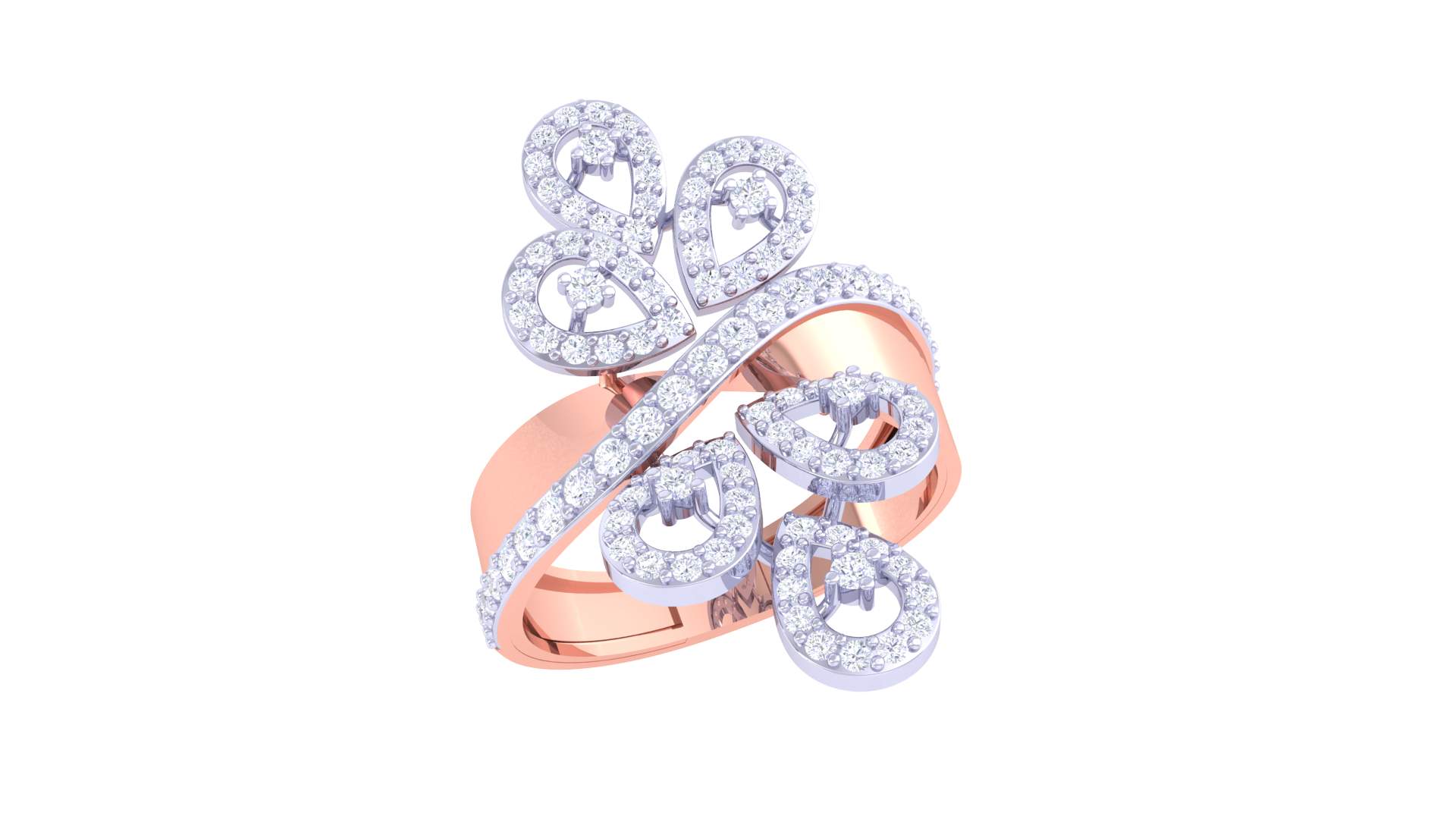 Floral Swirl Sparkle Designer Ring